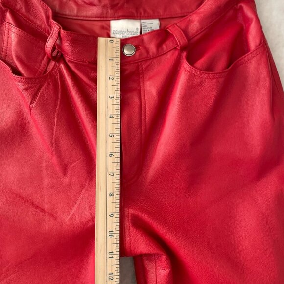 Newport News Womens Red High Waist Classic Genuine Leather Bootcut Pants Size 12 - Picture 8 of 11